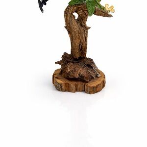 Hummingbird and Flower Sculpture - Brown and Green